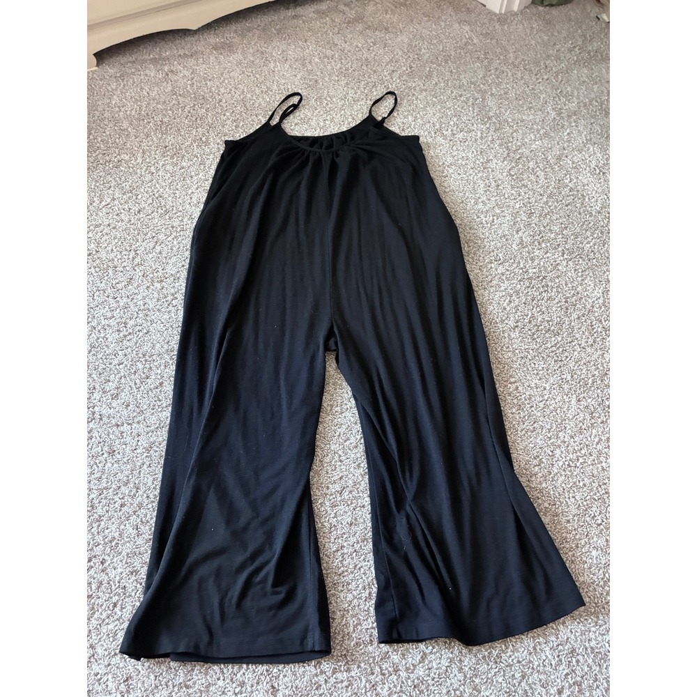 Black Wide Leg Sleeveless Jumpsuit Adjustable Spaghetti Straps Size L